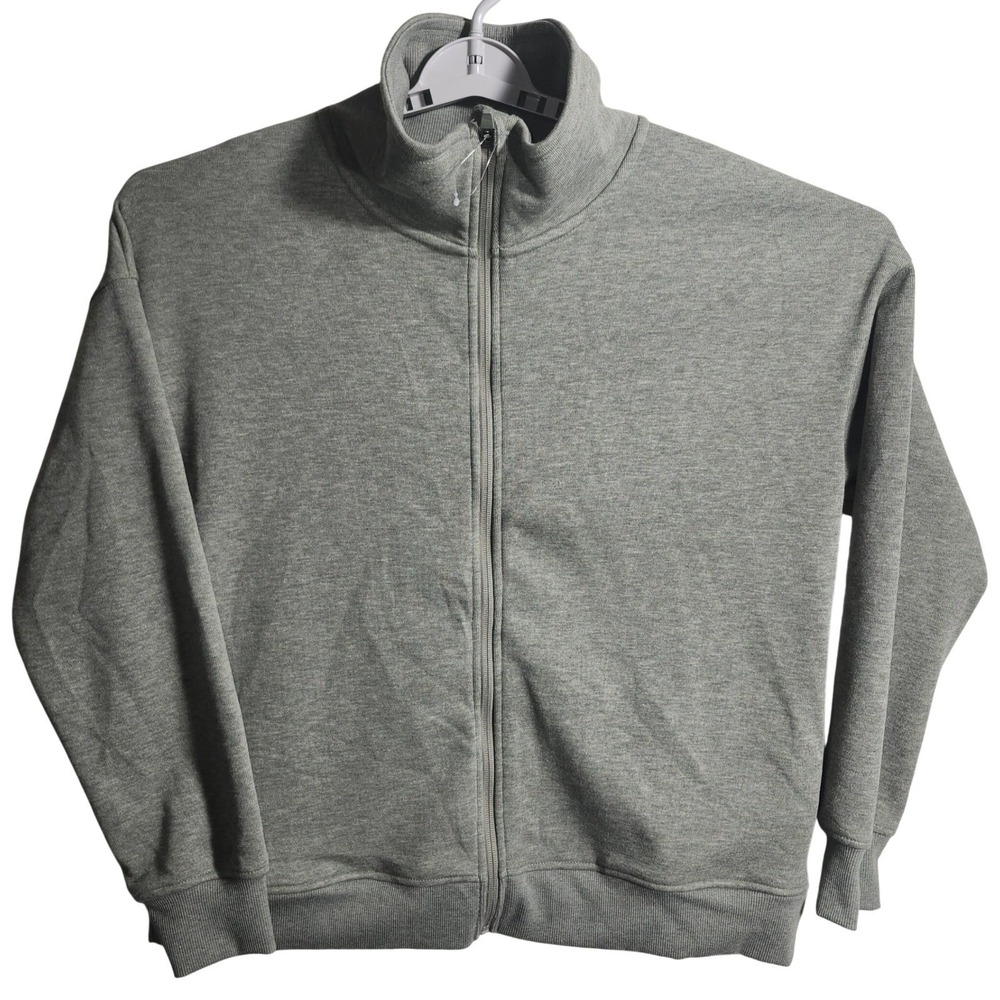 MONDETTA Gray Full Zip Mock‎ Neck Sweatshirt Track Jacket Size L